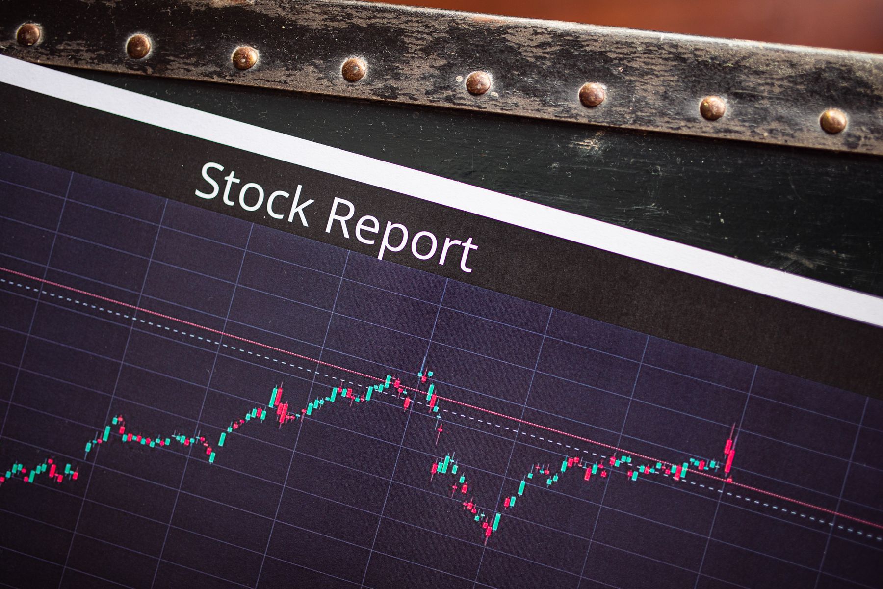 Stock report chart on a screen